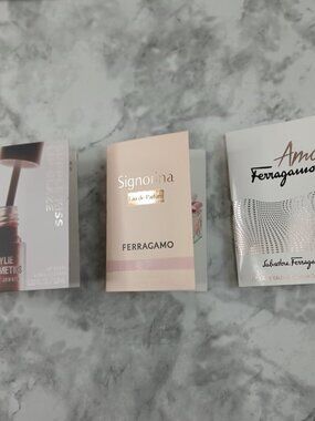 Designer Fragrance Sample Lot Ferragamo Amo & Signorina + Kylie Cosmetics Lip